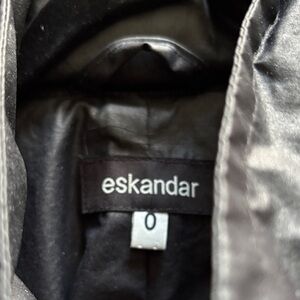 Eskandar Black Trench with hood in collar